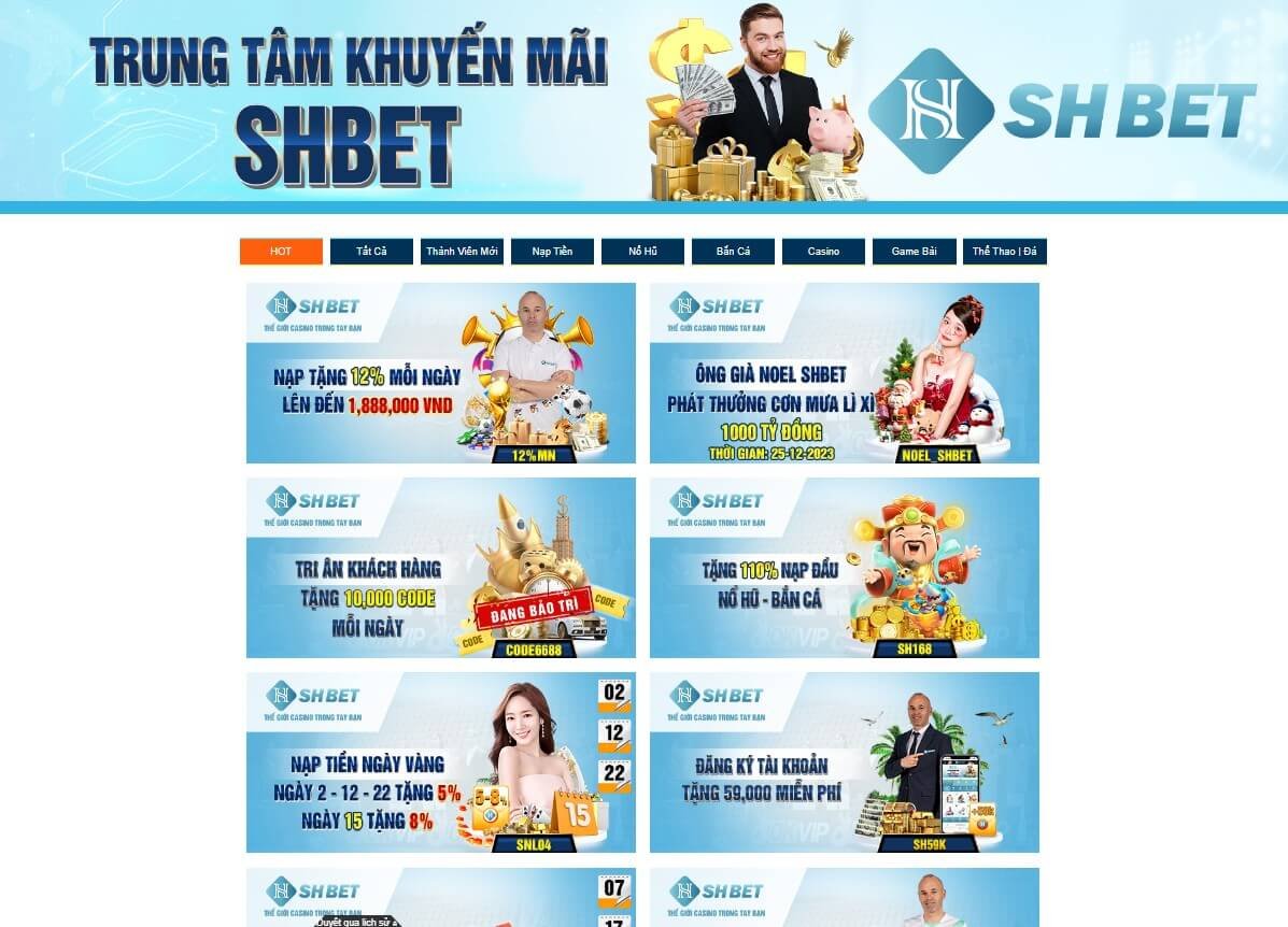 Tổng hợp khuyến mãi SHBET